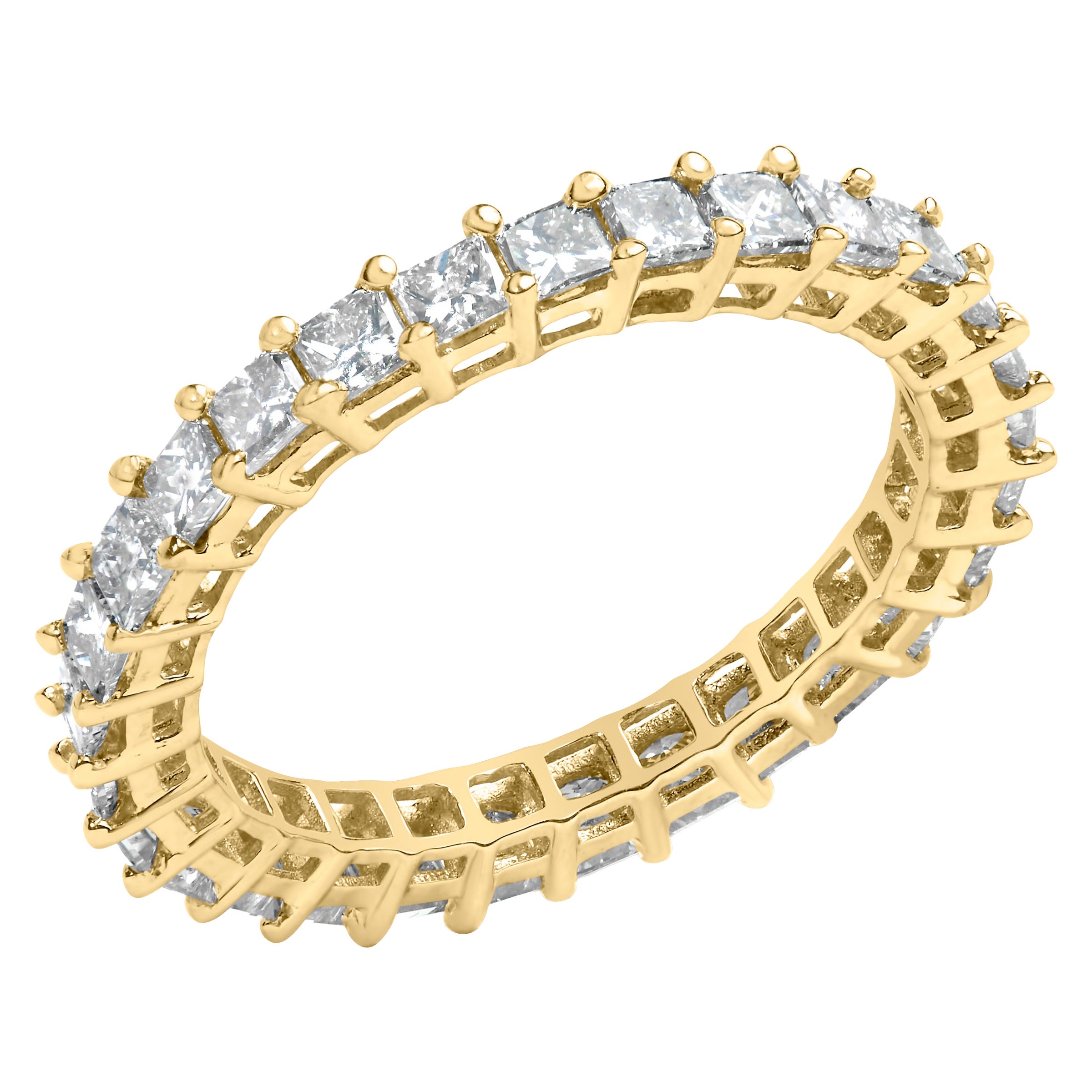 14K Yellow Gold 2.00 Cttw Shared Prong Set Princess Diamond Eternity Band Ring