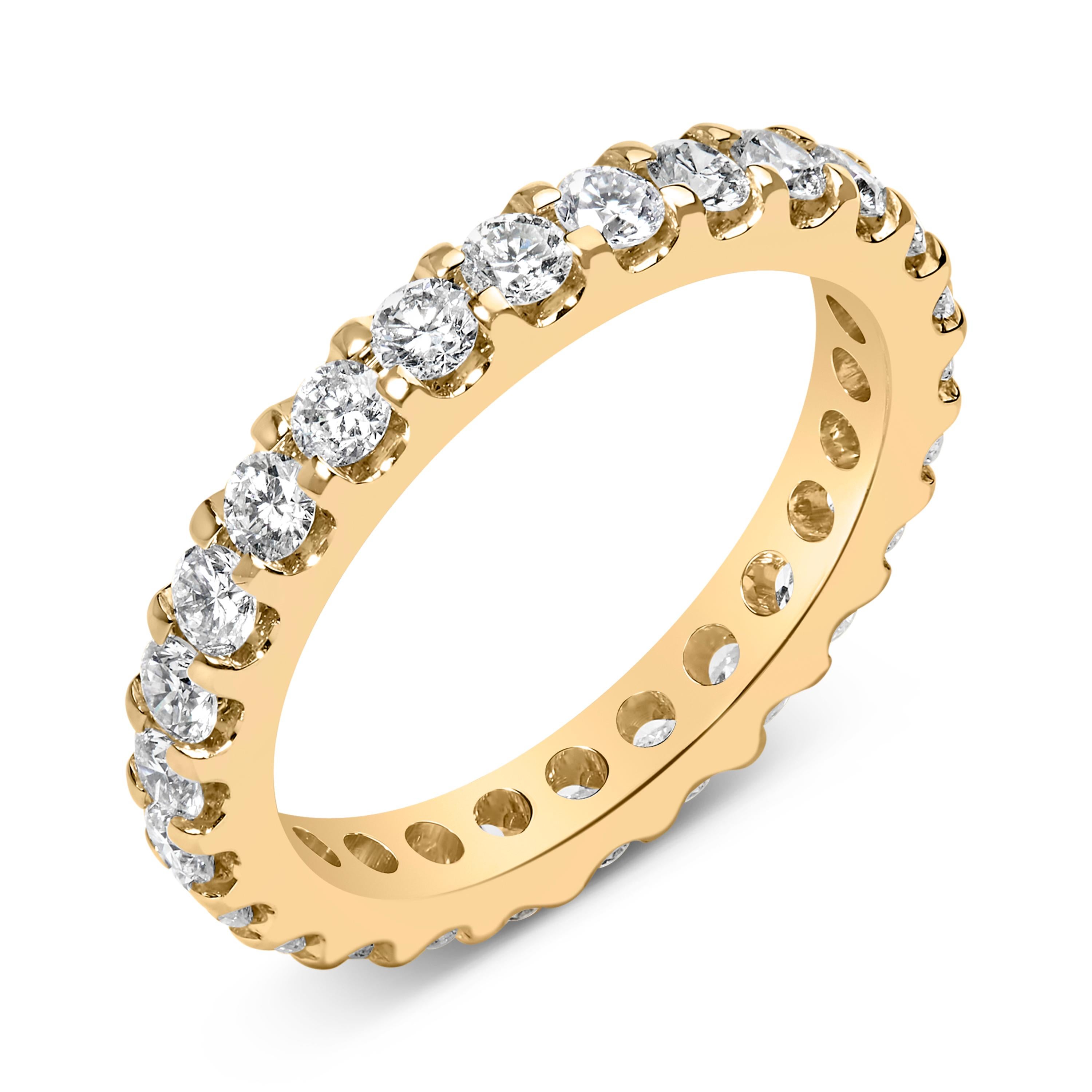 14K Yellow Gold 2.00 Cttw Shared Prong Set Round Diamond Eternity Band Ring 2