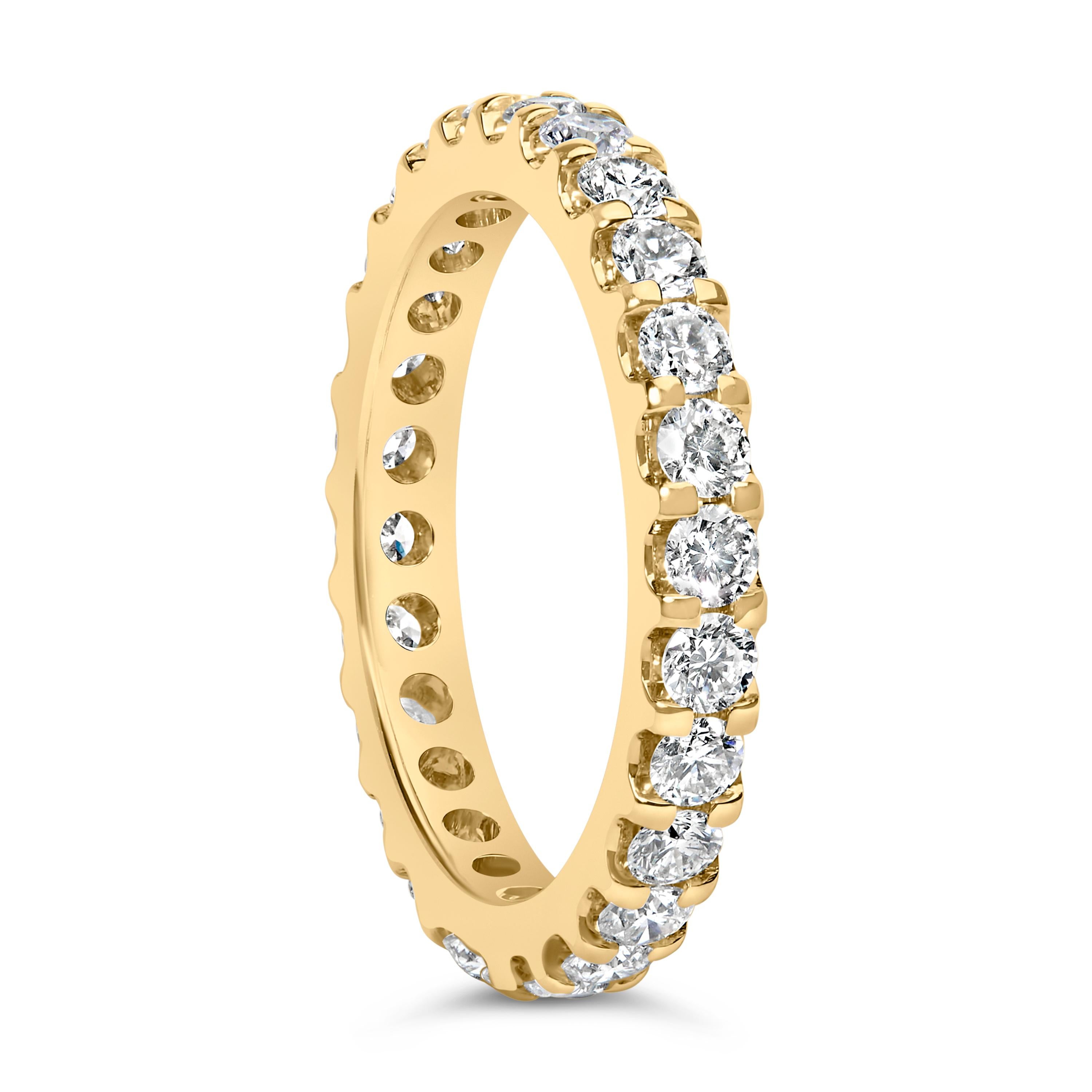 14K Yellow Gold 2.00 Cttw Shared Prong Set Round Diamond Eternity Band Ring 3