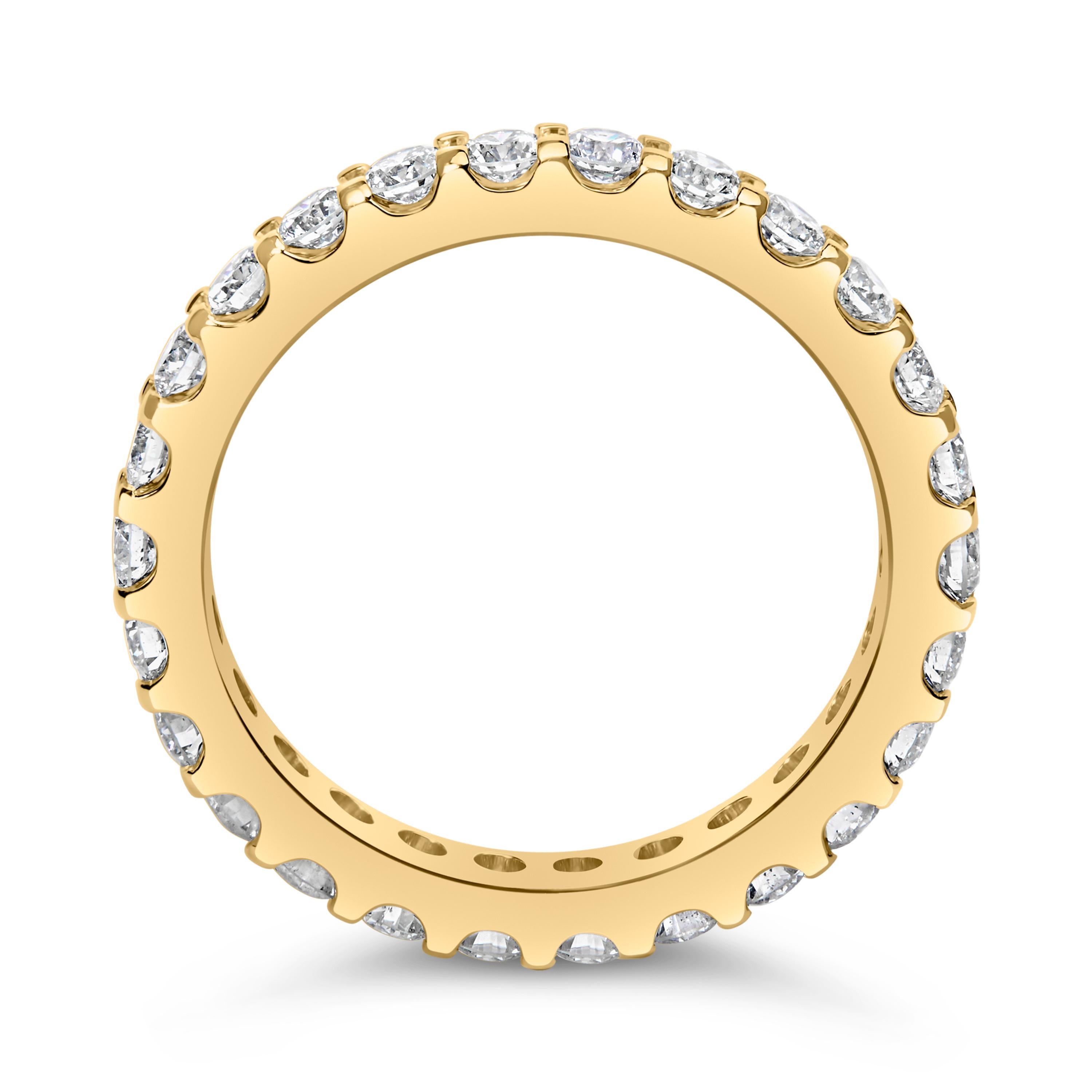 14K Yellow Gold 2.00 Cttw Shared Prong Set Round Diamond Eternity Band Ring 4
