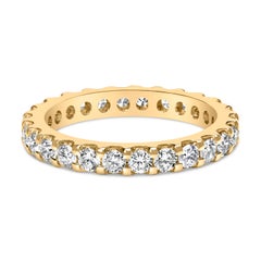 14K Yellow Gold 2.00 Cttw Shared Prong Set Round Diamond Eternity Band Ring