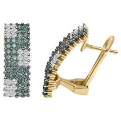 Boucles d'oreilles The Row en or jaune 14K avec diamant bleu traité blanc de 2.00 cttw