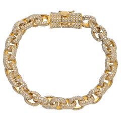 14K Gelbgold 20,00 Karat klobiges Diamant-Gliederarmband