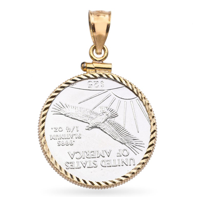 Platinum Eagle Coin Pendant Platinum Coin Bezel 14k Yellow Gold