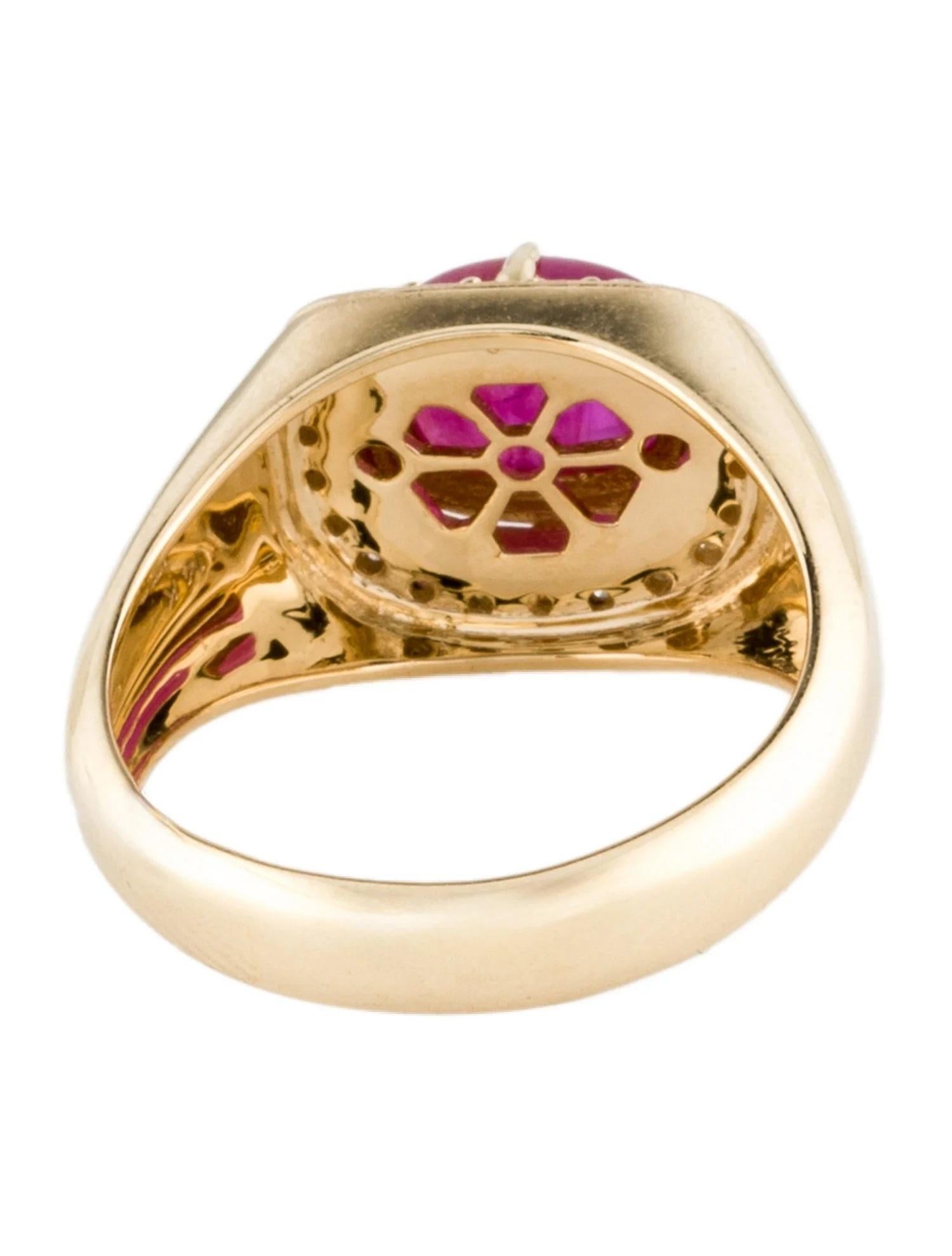 Cushion Cut 14K Yellow Gold 2.00ct Cushion Ruby & Diamond Cocktail Ring, Size 7 For Sale