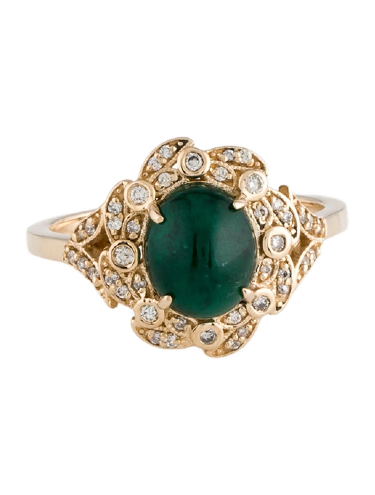 Artist 14K Yellow Gold 2.00ctw Emerald & Diamond Cocktail Ring, Size 7 For Sale