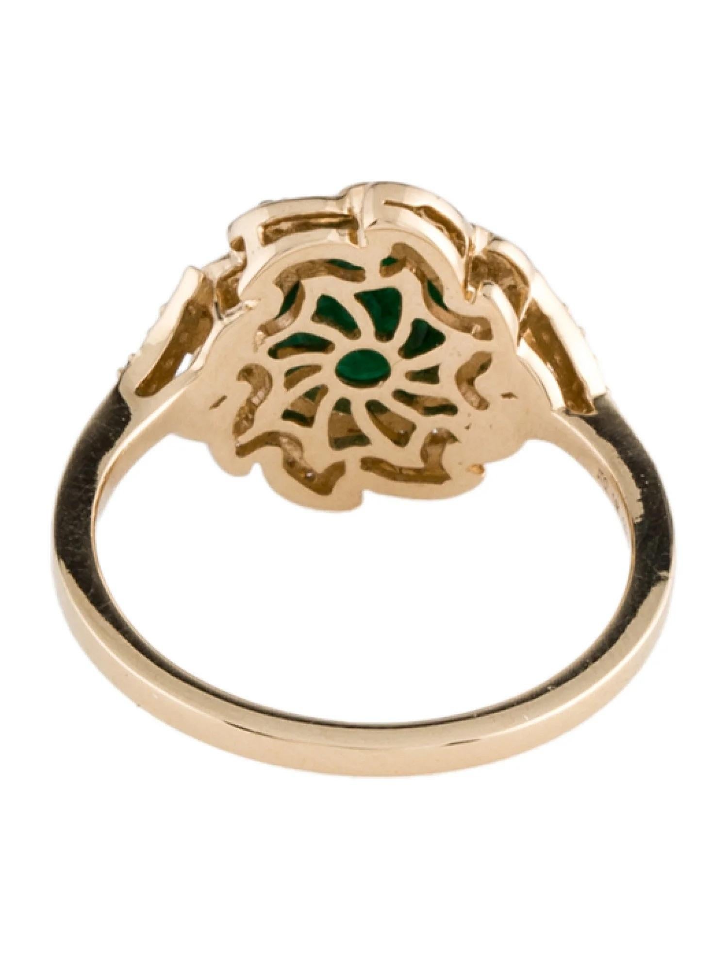Emerald Cut 14K Yellow Gold 2.00ctw Emerald & Diamond Cocktail Ring, Size 7 For Sale