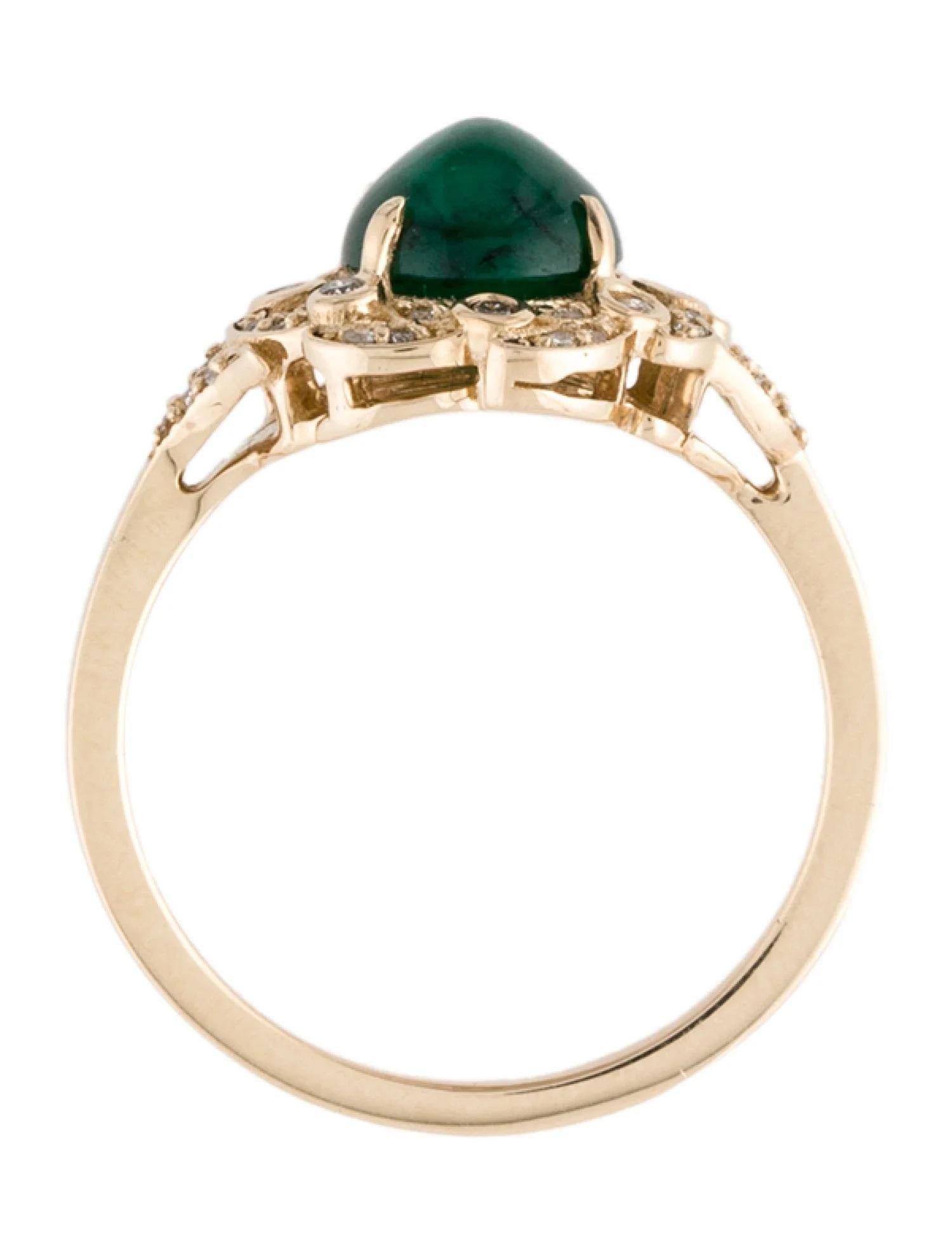 14K Yellow Gold 2.00ctw Emerald & Diamond Cocktail Ring, Size 7 In New Condition For Sale In Holtsville, NY