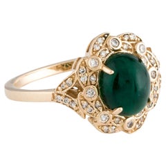 Anillo de cóctel de oro amarillo de 14 quilates con esmeralda y diamantes de 2,00 ctw, talla 7