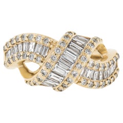 14k Yellow Gold 2.01ctw Channel Set Diamonds Wide Braided Statement Band Ring