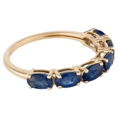 14K Yellow Gold 2.01ctw Oval Sapphire Band Ring, Size 6.5