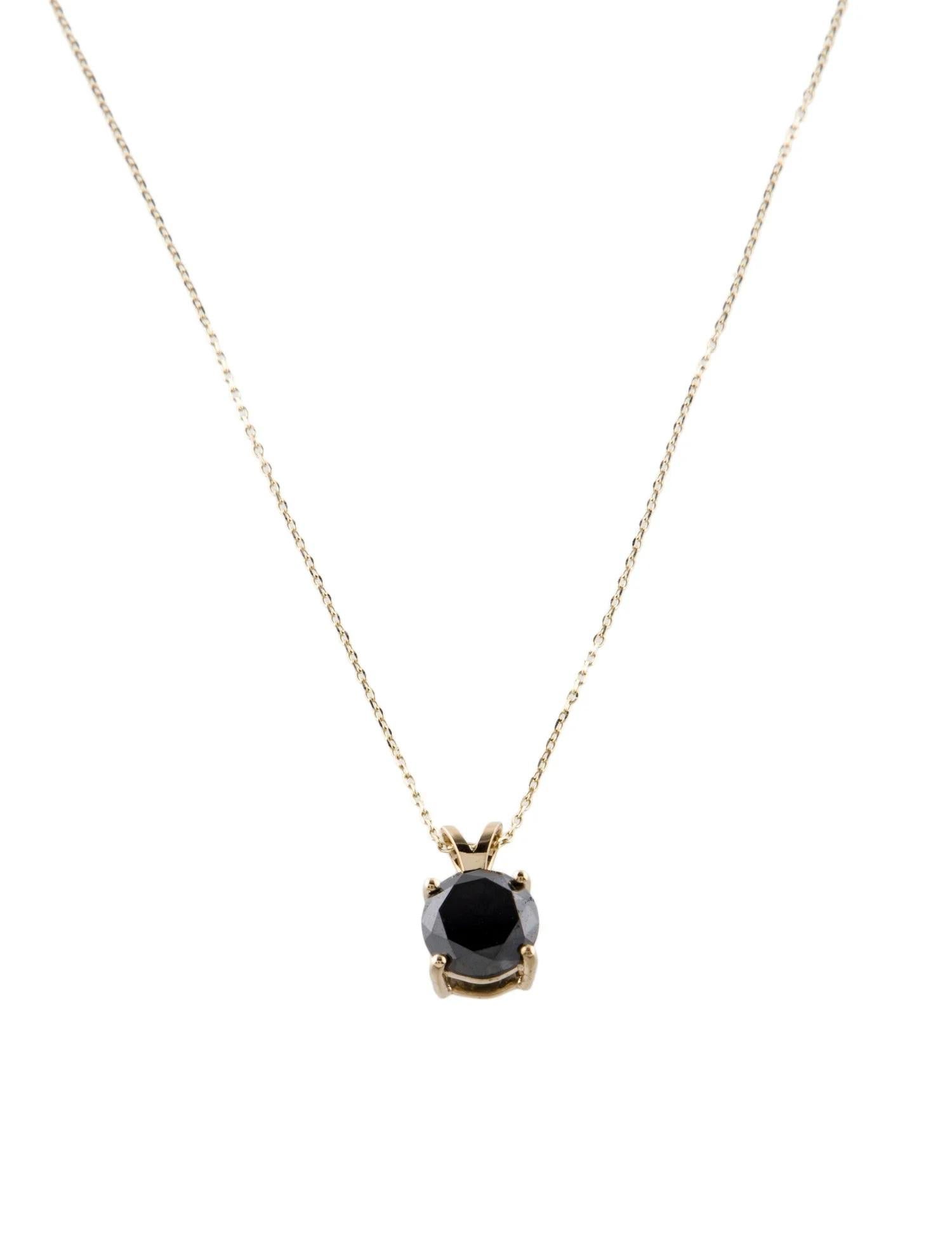 Round Cut 14K Yellow Gold 2.04ct Diamond Solitaire Pendant Necklace For Sale