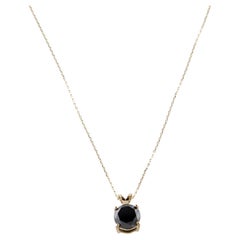 Collana con ciondolo solitario in oro giallo 14K con diamante da 2,04 carati