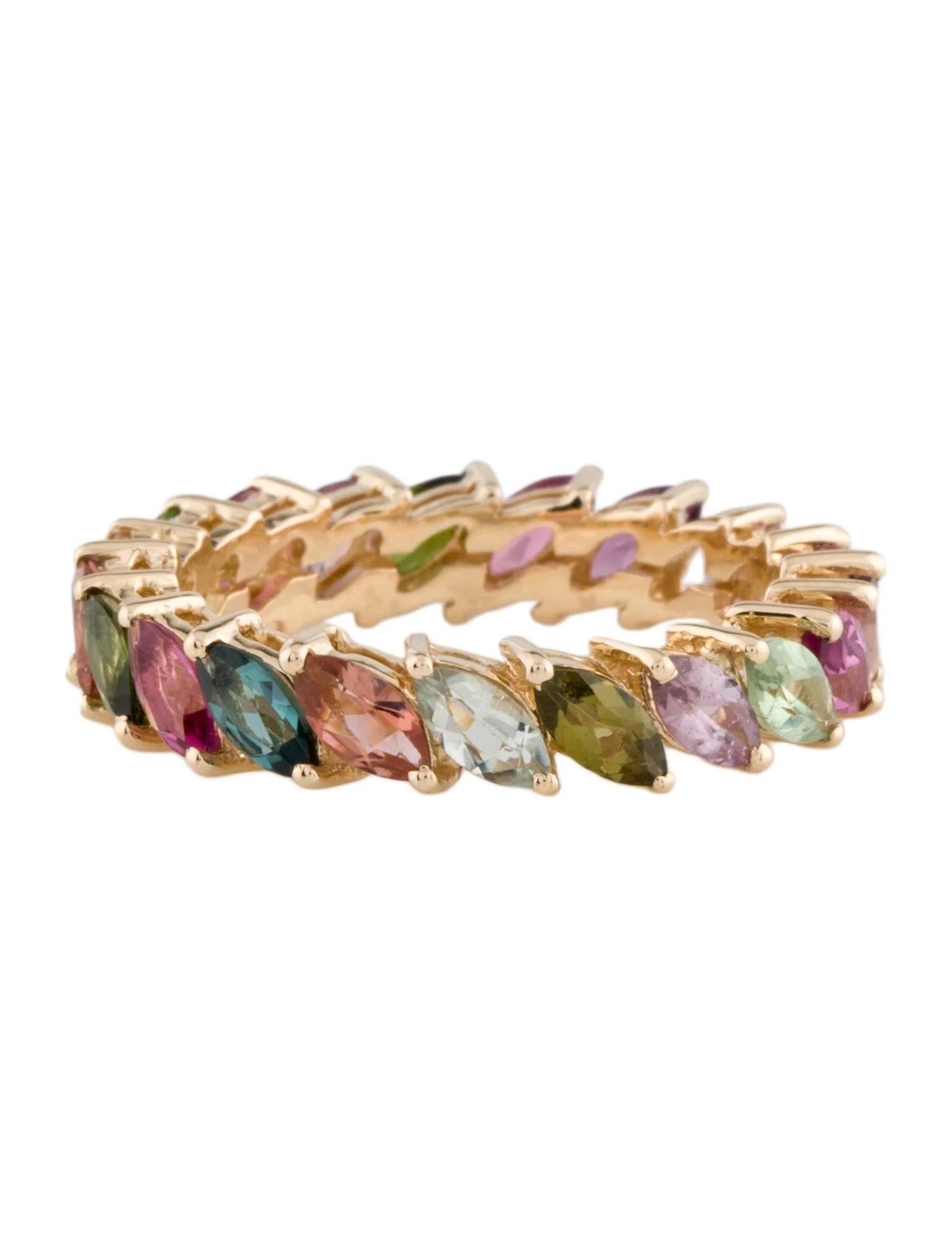 Artist 14K Yellow Gold 2.04ctw Multi-Color Tourmaline Eternity Band Ring, Size 7 For Sale