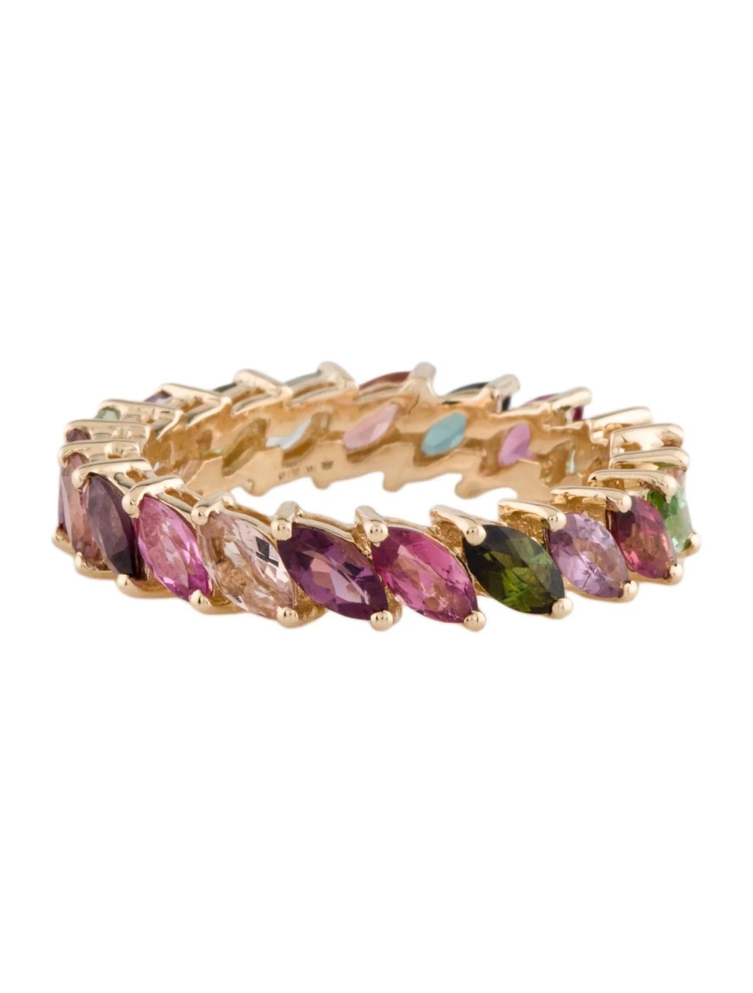 Marquise Cut 14K Yellow Gold 2.04ctw Multi-Color Tourmaline Eternity Band Ring, Size 7 For Sale
