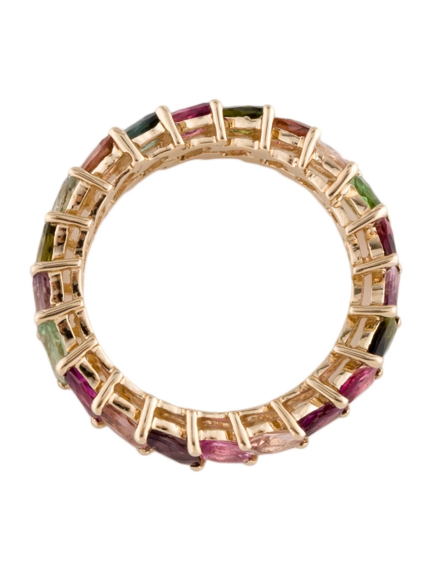 14K Yellow Gold 2.04ctw Multi-Color Tourmaline Eternity Band Ring, Size 7 In New Condition For Sale In Holtsville, NY