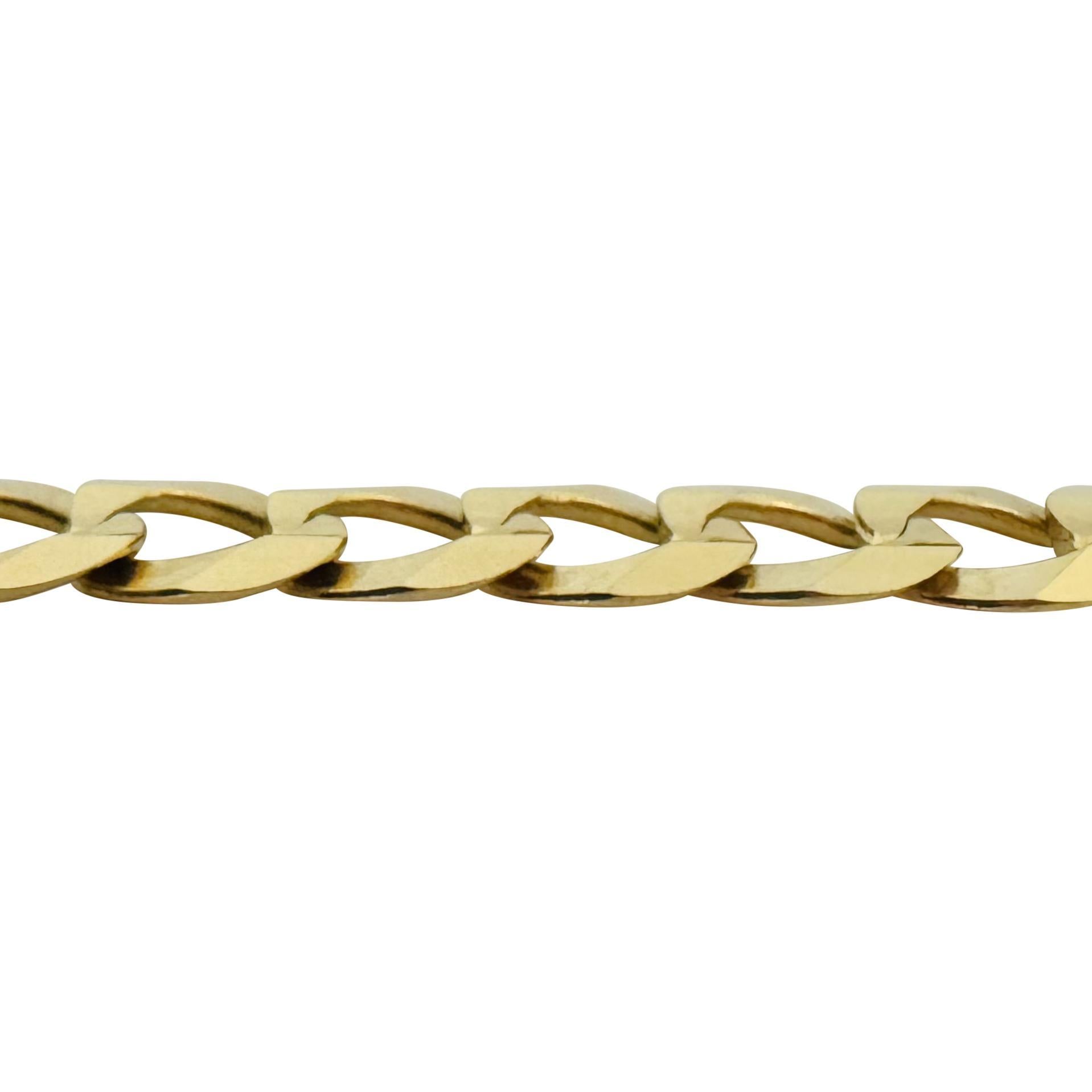 14k Gelbgold 20,4g massiv Herren 9,5 mm flach Curb Link Armband 8,5