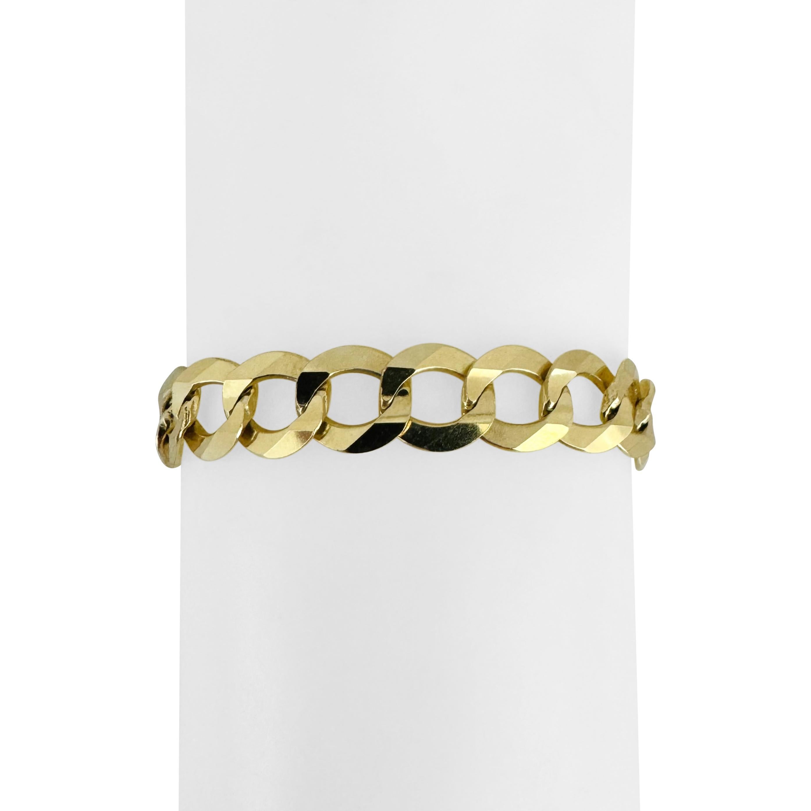 14k Gelbgold 20,4g massiv Herren 9,5 mm flach Curb Link Armband 8,5