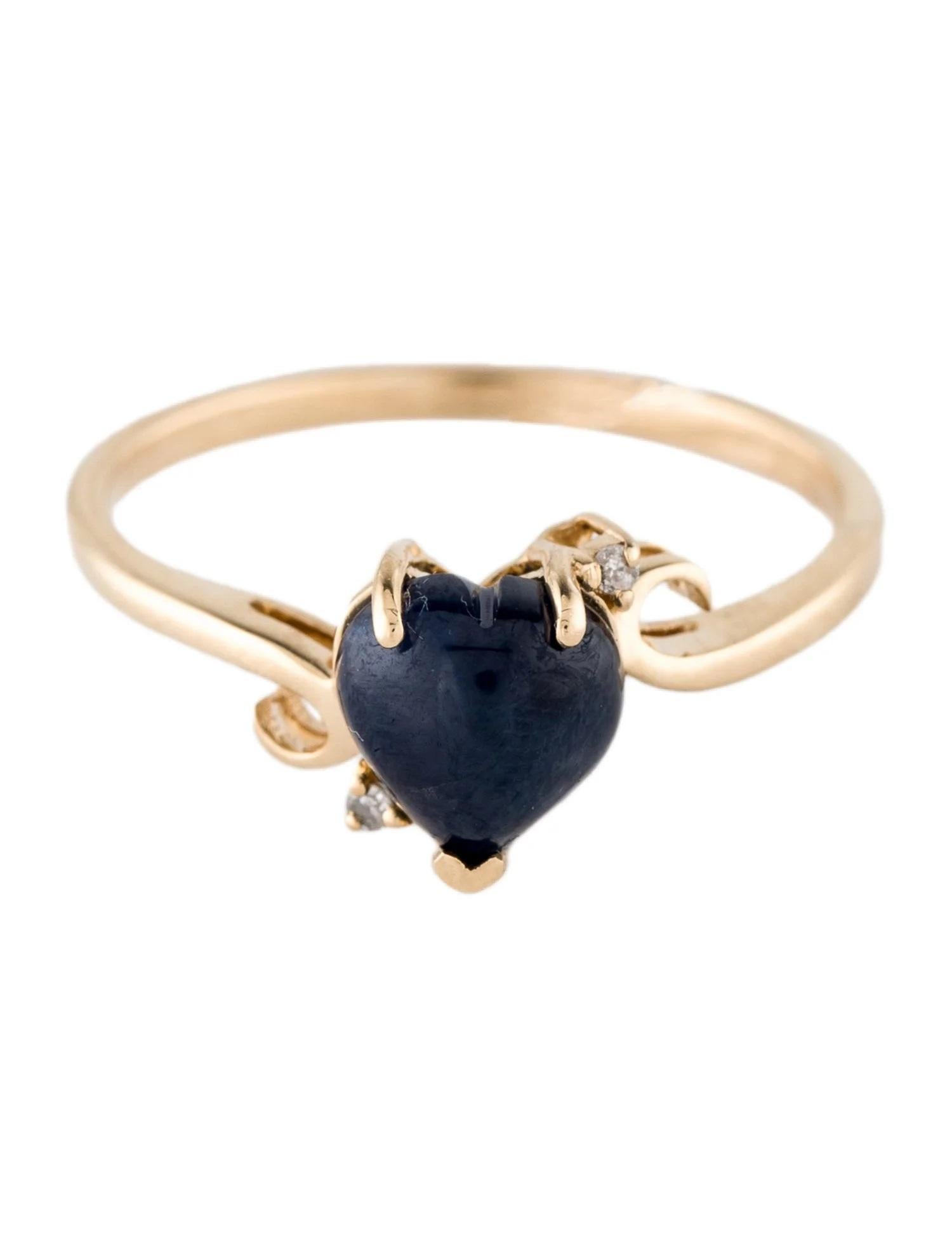 Artiste Bague cocktail en or jaune 14 carats avec saphir en forme de cœur de 2,05 carats et diamants, taille 8 en vente