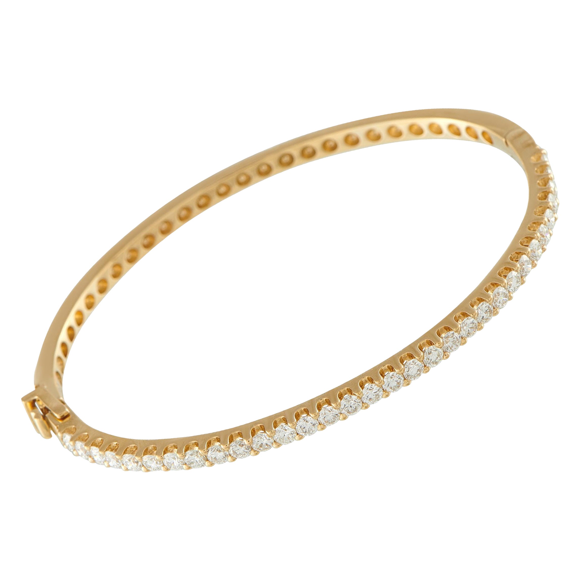 14K Yellow Gold 2.08ct Diamond Tennis Bangle Bracelet MF09-111325