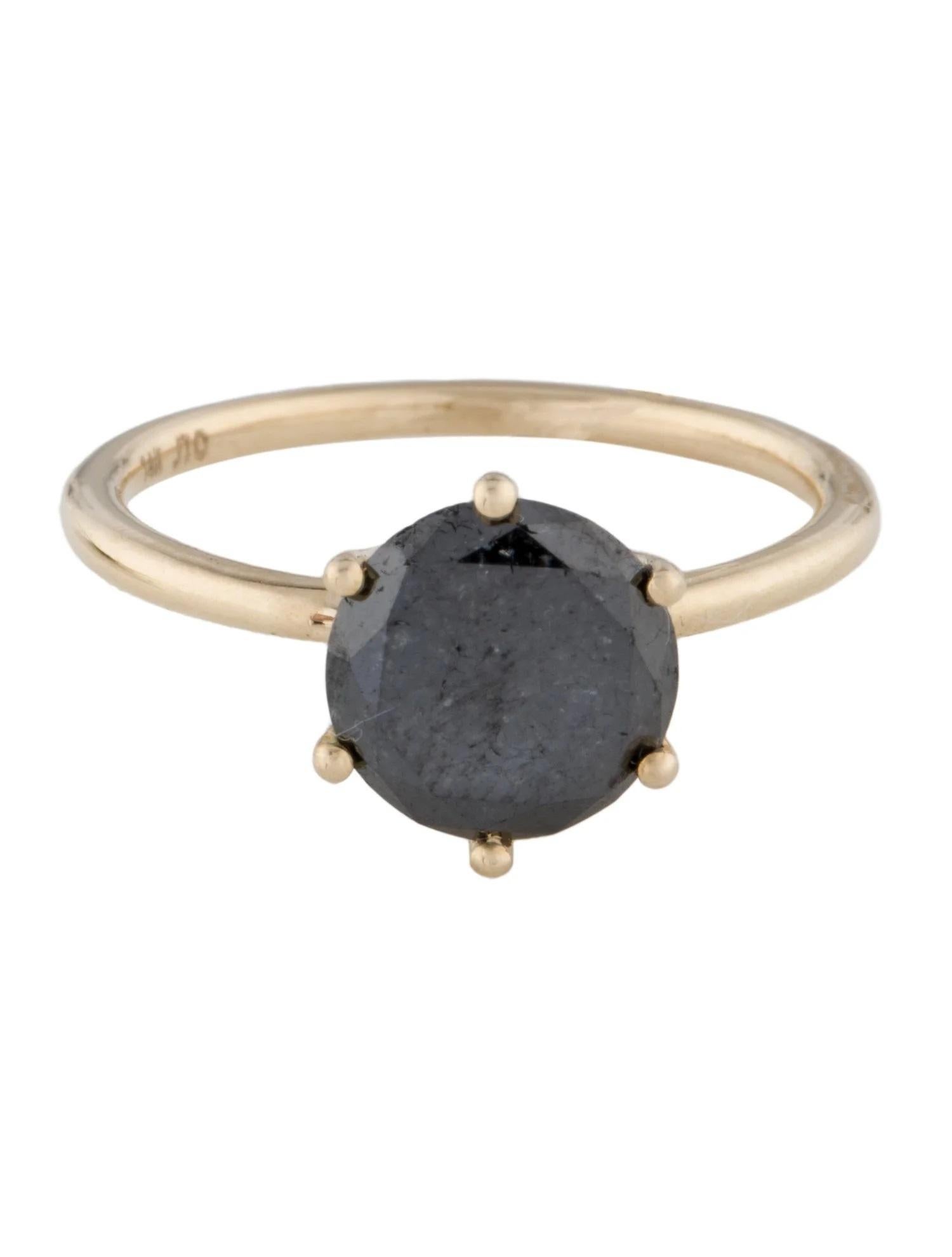 Anillo de cóctel de oro amarillo de 14 quilates con diamante negro solitario de 2,09 ct, talla 7 Artista