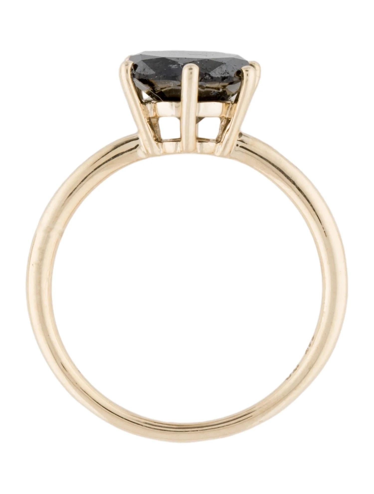 Anillo de cóctel de oro amarillo de 14 quilates con diamante negro solitario de 2,09 ct, talla 7 en Nuevo Estado en Holtsville, NY