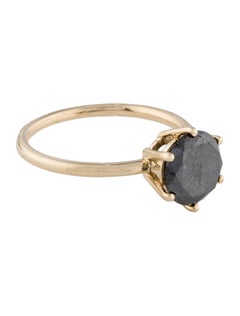 Anillo de cóctel de oro amarillo de 14 quilates con diamante negro solitario de 2,09 ct, talla 7