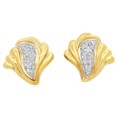 14k Gelbgold 2,0ctw Runde Brillant Diamant Vintage Wirbel Clip-On Ohrringe