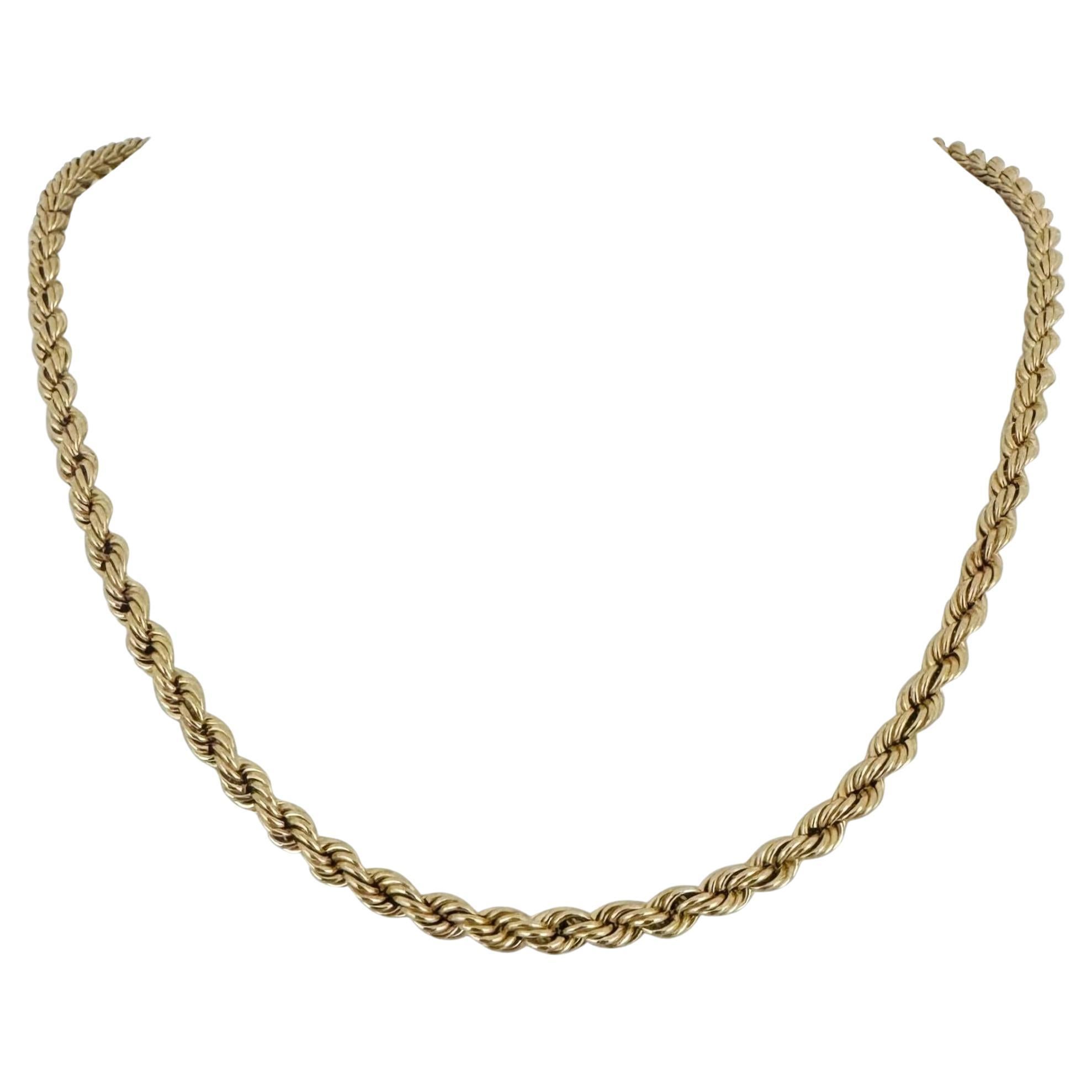 14k Yellow Gold 20g Vintage 4.5mm Rope Chain Necklace 20"