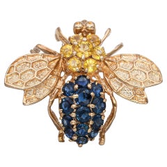 14k Yellow Gold 2.0tcw Sapphire Bumblebee Brooch Pendant