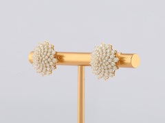 14K Yellow Gold 2.10 Cts Diamond Floral Cluster Stud Earrings