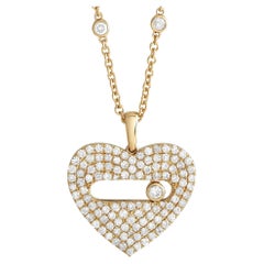 Collier cœur Pav en or jaune 14 carats et diamants 2,10 carats