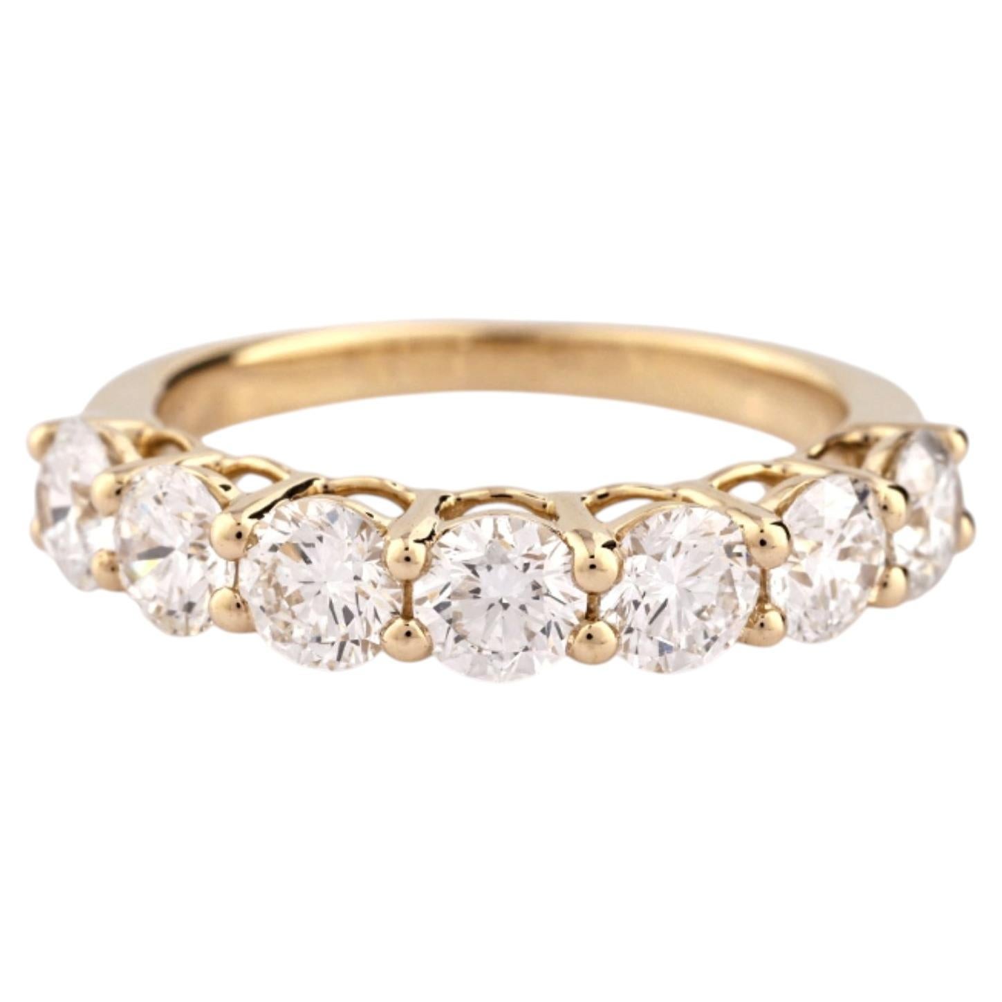 14KT Yellow Gold 2.10Cts Natural Diamond Seven-Stone Round Ring