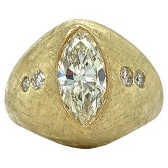 14k Yellow Gold 2.11CT Marquise Cut Diamond W/ Round Diamond Crosshatch Ring