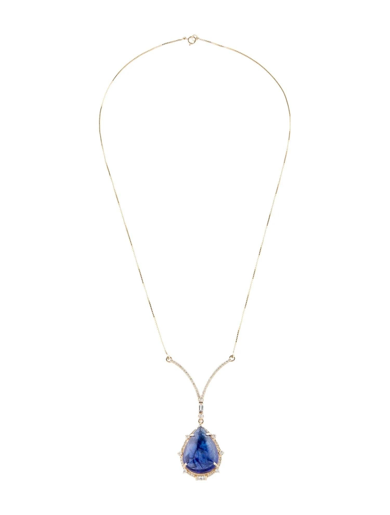 Artiste Collier pendentif en or jaune 14 carats avec tanzanite en forme de poire de 21,34 carats en vente