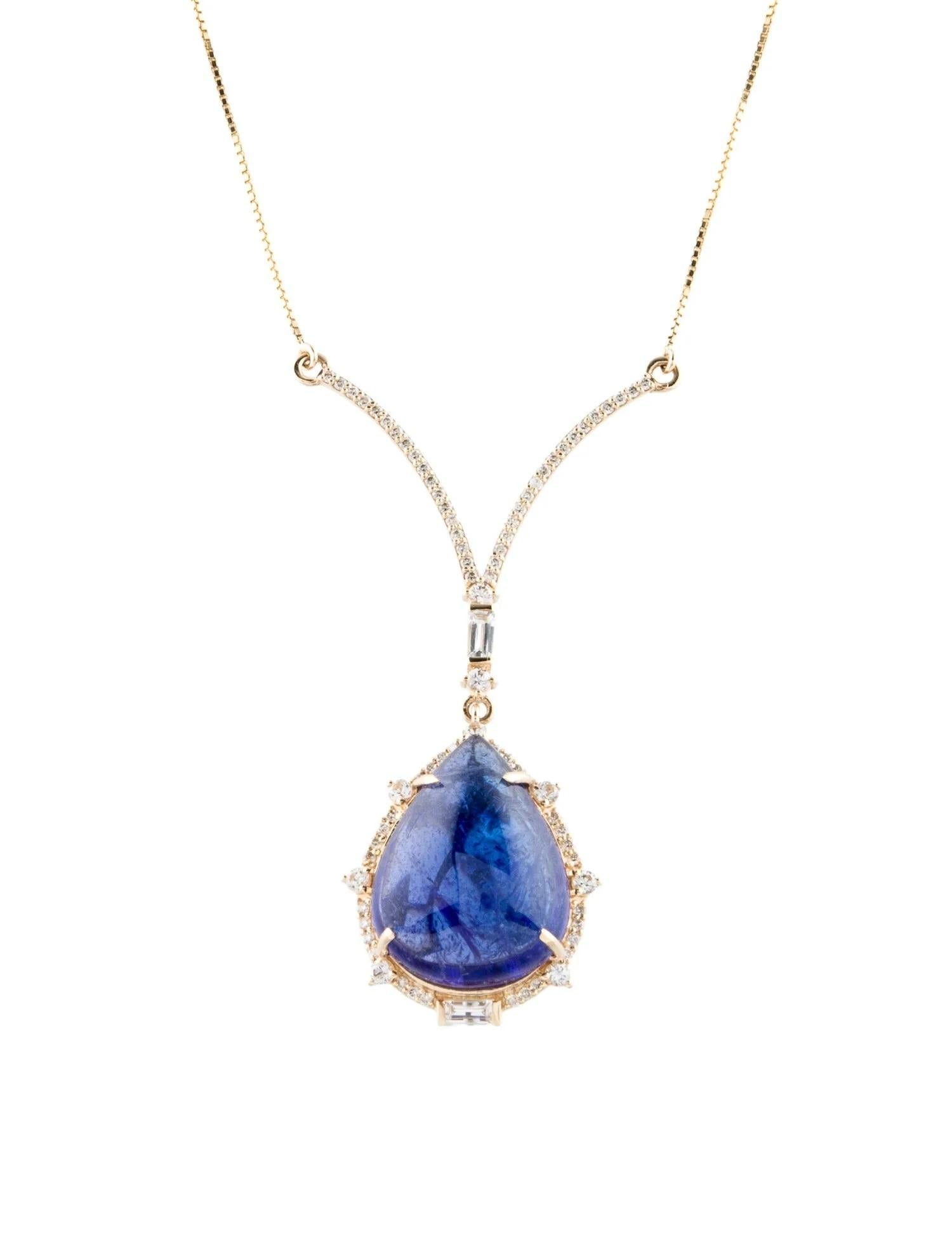 Taille poire Collier pendentif en or jaune 14 carats avec tanzanite en forme de poire de 21,34 carats en vente