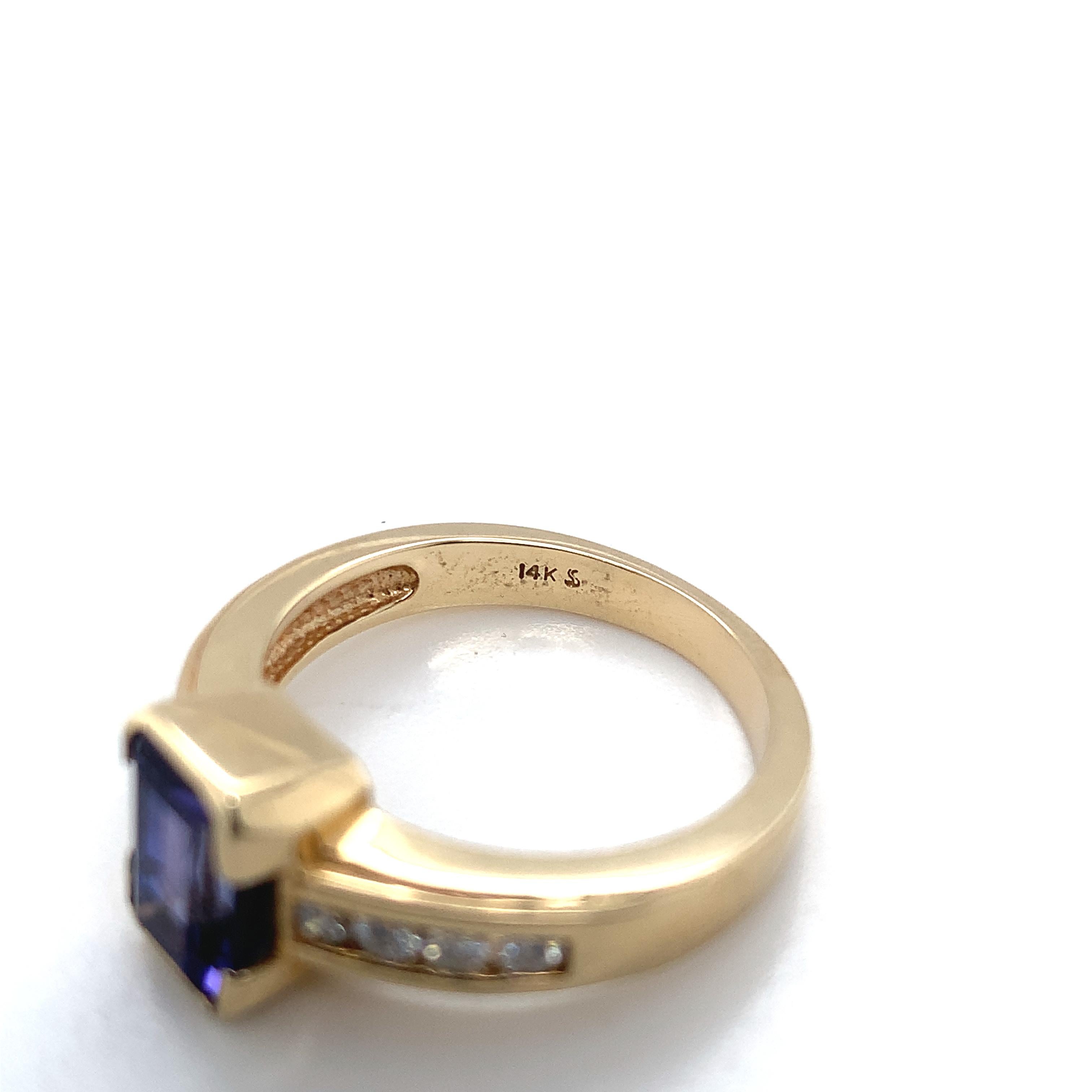 14k Yellow Gold 2.17ct Emerald Cut Genuine Natural Tanzanite Ring '#J1840' For Sale 1