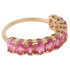14K Yellow Gold 2.19 Carat Pink Tourmaline Band Ring, Size 6.5