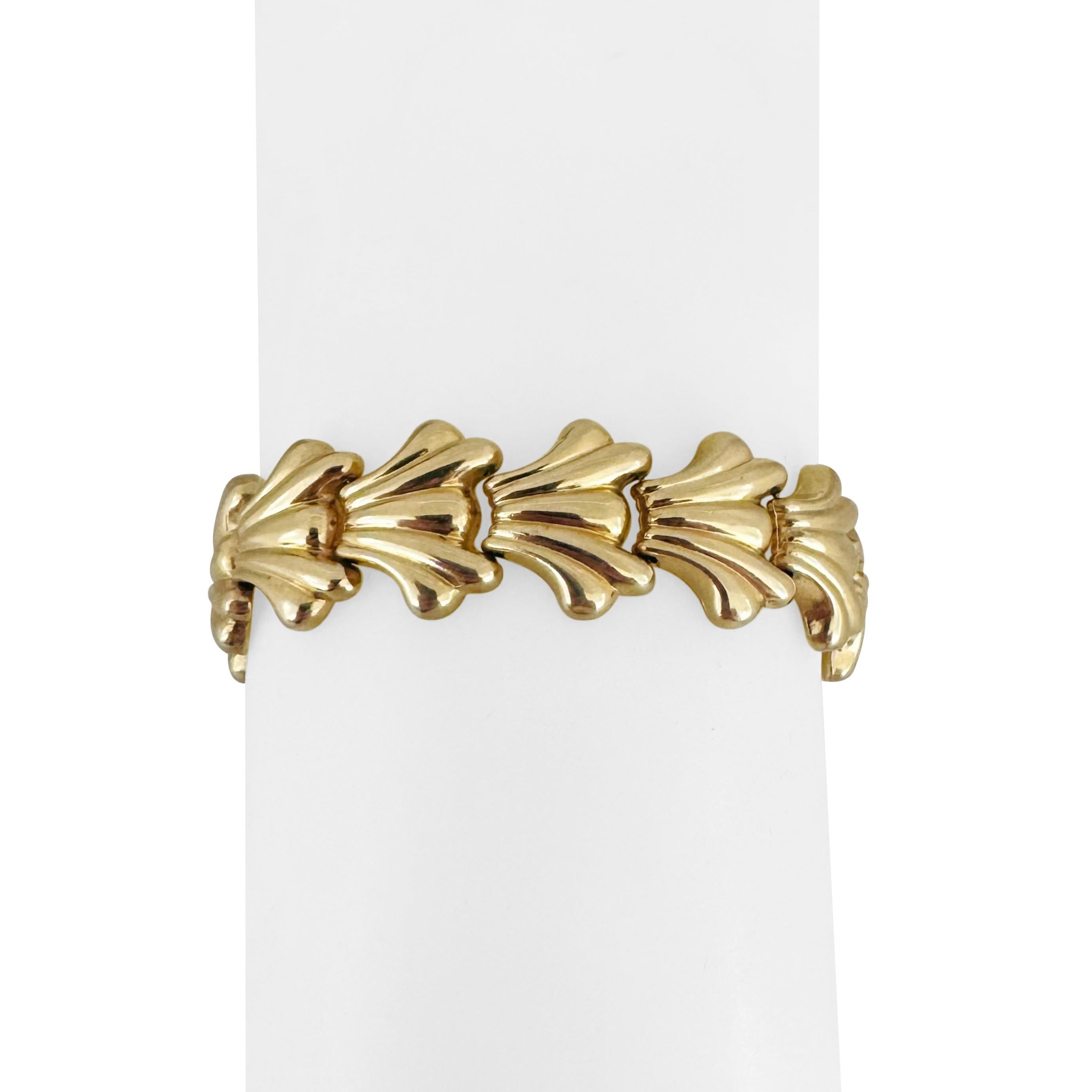 14k Yellow Gold 21g Vintage Ladies 15mm Fancy Link Bracelet 7.5