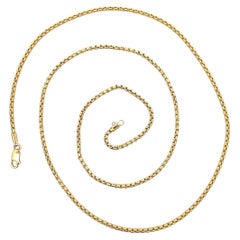 14k Yellow Gold 22" Beveled Box Link Chain Necklace w/ Lobster Clasp