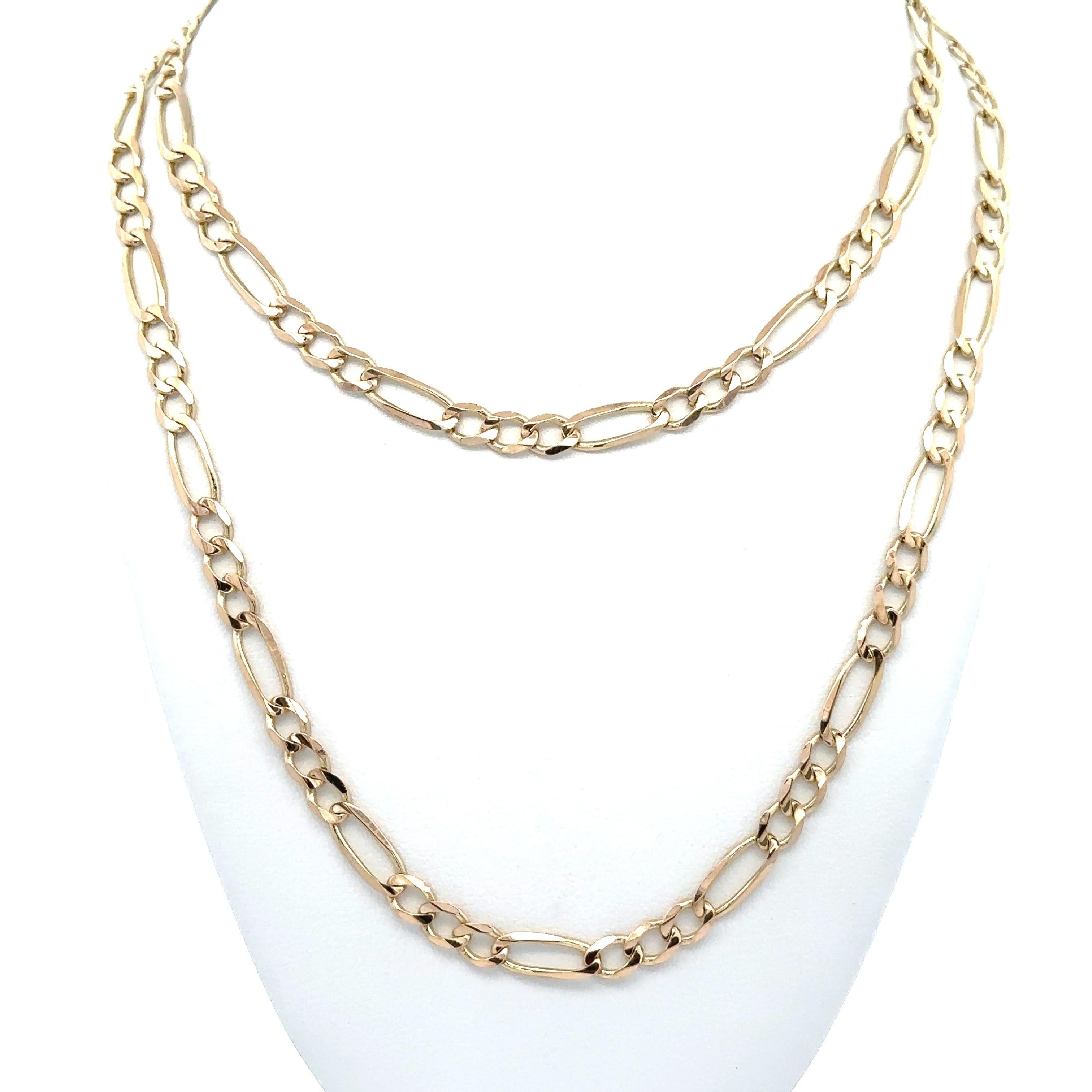 da uomo o donna Collana con catena a maglie da 3,8 mm in oro giallo 14k da 22