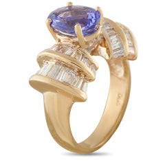 14K Yellow Gold 2.20ct Diamond and Tanzanite Cocktail Ring MF12-062626
