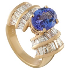 14K Yellow Gold 2.20ct Diamond and Tanzanite Cocktail Ring MF12-062626