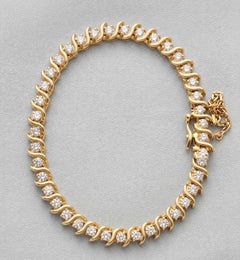 14k Yellow Gold 2.20ctw Diamond S-Link Tennis Bracelet 20g 7.25"  2.4mm Pur220