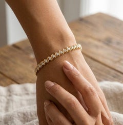 14k Yellow Gold 2.20ctw Diamond S-Link Tennis Bracelet 20g 7.25"  2.4mm Pur220