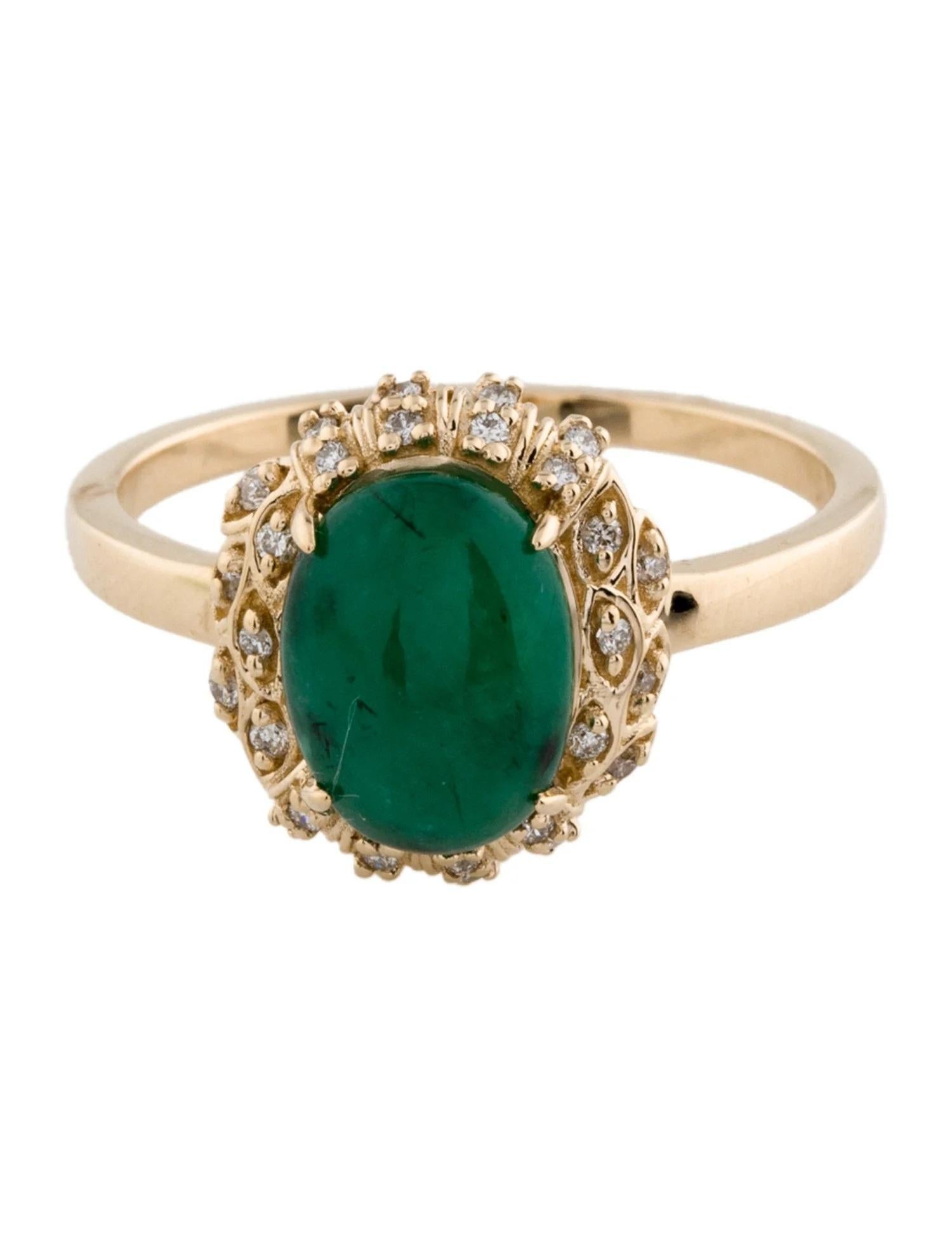 Artist 14K Yellow Gold 2.22ct Emerald & Diamond Cocktail Ring Size 7 For Sale