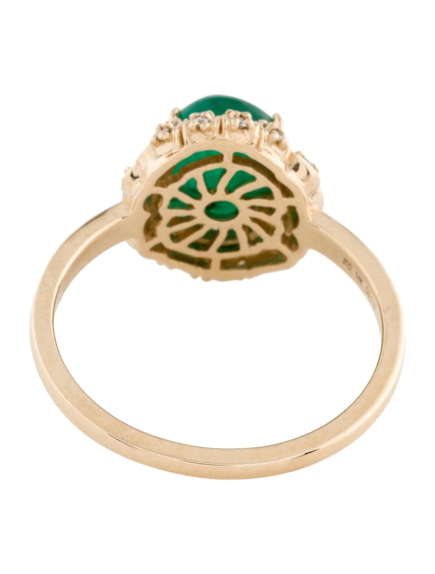 Emerald Cut 14K Yellow Gold 2.22ct Emerald & Diamond Cocktail Ring Size 7 For Sale