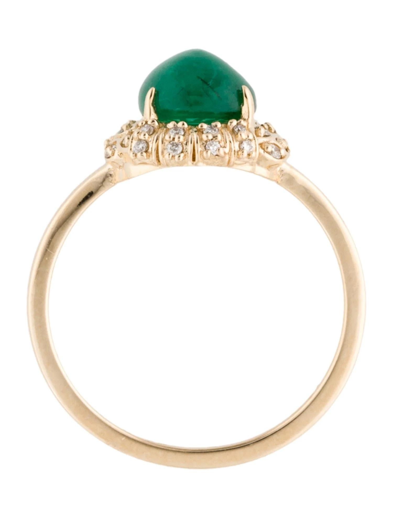14K Yellow Gold 2.22ct Emerald & Diamond Cocktail Ring Size 7 In New Condition For Sale In Holtsville, NY