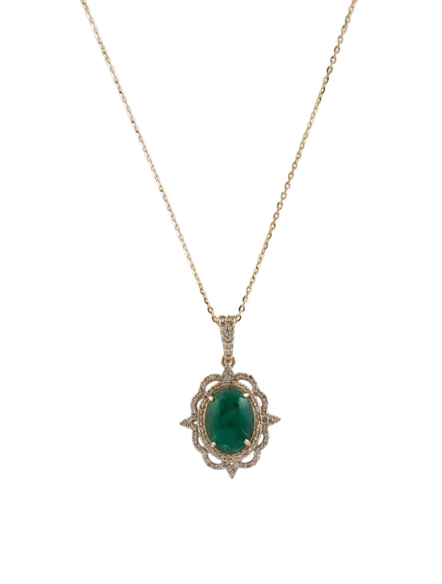 Taille émeraude Collier pendentif en or jaune 14 carats avec émeraudes et diamants de 2,22 carats en vente