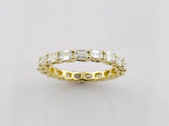 14KT Yellow Gold 2.22Cts Emerald Cut Diamond Eternity Ring